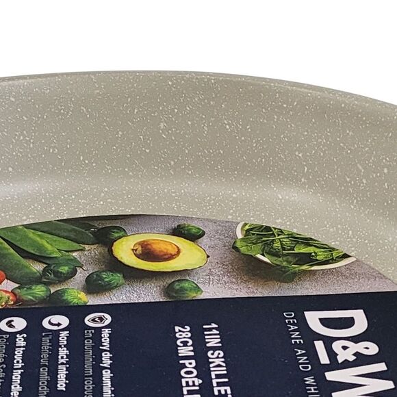 D&W Deane and White Cookware 11in Nonstick Skillet Frying Pan Greige Speckled - Picture 10 of 15
